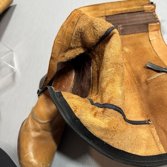 Chandler’s Campus Boots Knee High Tan Leather Vtg 70s 80’s Riding Sz 6.5 Camel - Picture 16 of 16